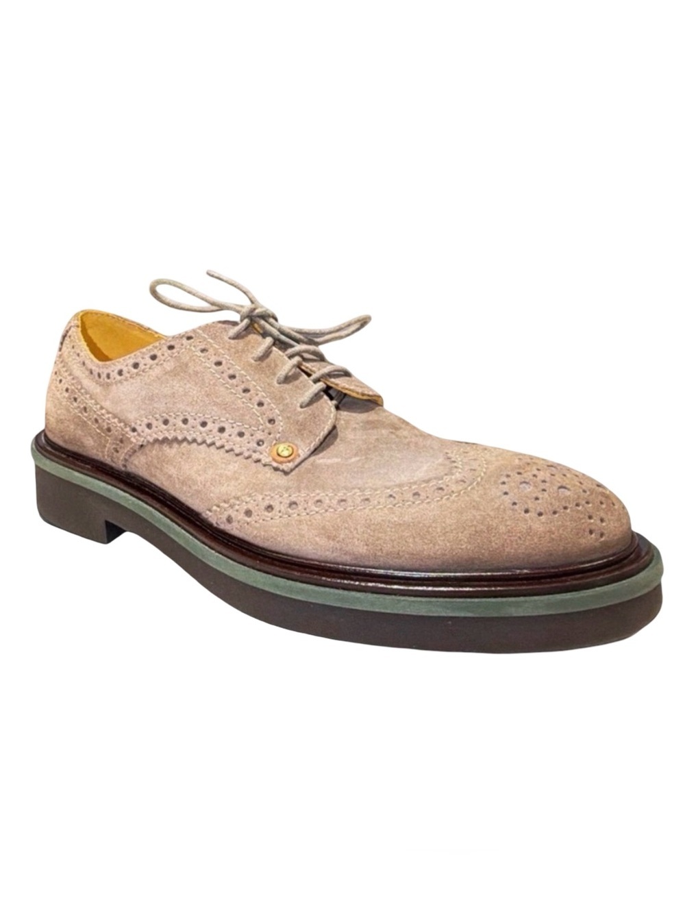 Cesare Paciotti Suede Wingtip Derby Shoes Taupe Chunky Sole Italian Luxury | 9 - Picture 5 of 13